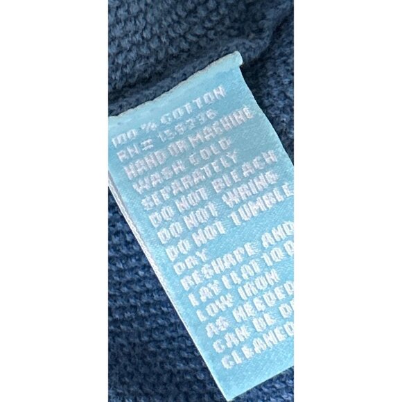 J. McLaughlin Crewneck Waffled Cotton Washed Blue Long sleeve sweater Size Large - Picture 6 of 9